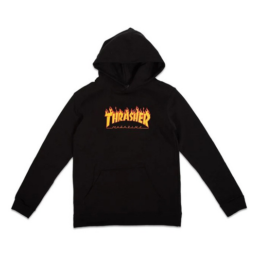 Thrasher Flame Logo Youth Hood Black