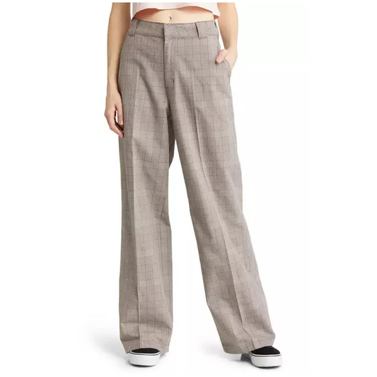 Dickies Pearland Plaid Wide Leg Pant Brown