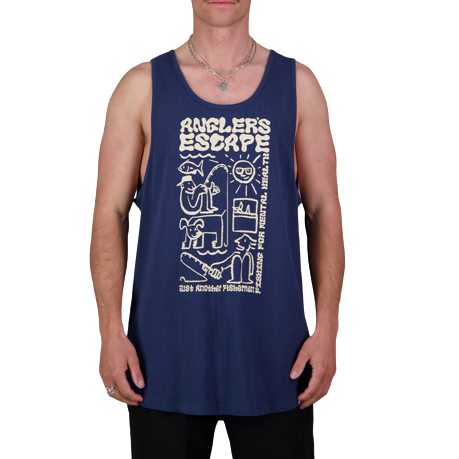 Just Another Fisherman Anglers Escape Singlet Dark Denim