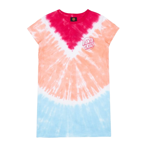 Santa Cruz Dot Redux Youth Tee Dress Pink Tie Dye