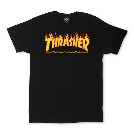 Thrasher Flame Logo Tee Black