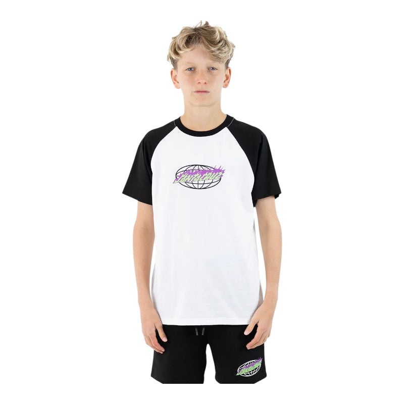 Santa Cruz Youth Global Raglan Tee - White/Black