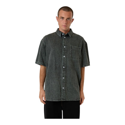 Thrills Canyon Oversize Denim Shirt - Dark Forrest