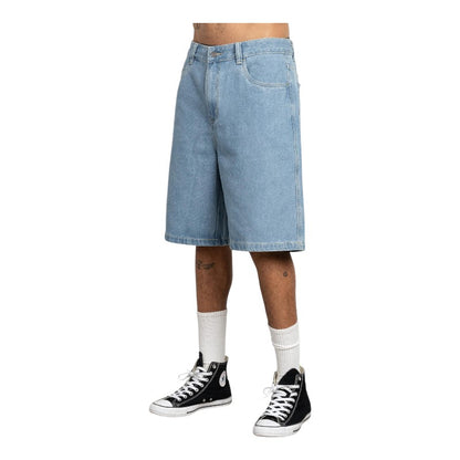 Sdouble Emb Denim Short - Mid Blue