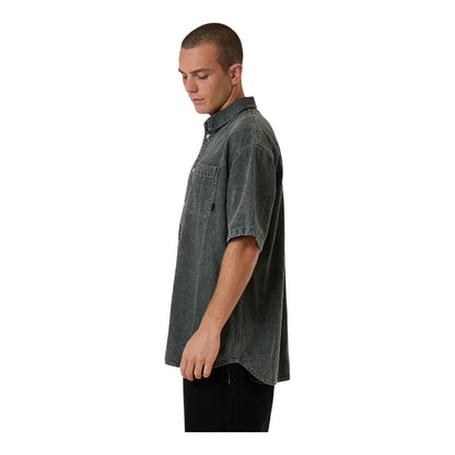 Thrills Canyon Oversize Denim Shirt - Dark Forrest