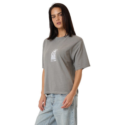 Thrills Stay Away Square Tee - Washed Grey