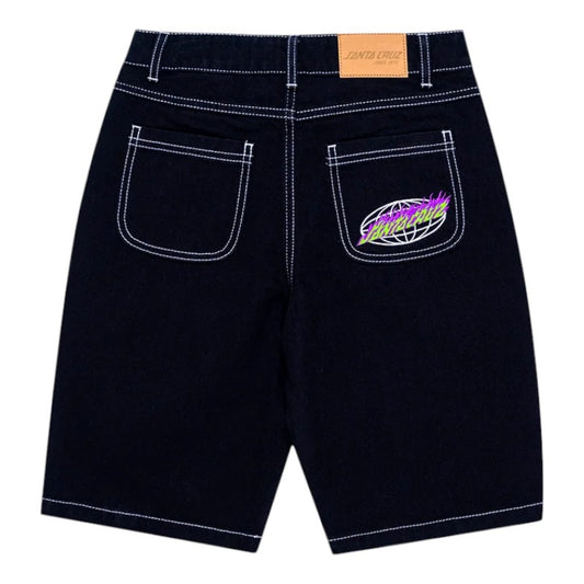 Santa Cruz Youth Global Flame Denim Short - Black