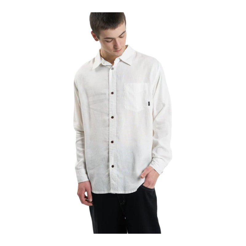 Thrills Hemp Minimal Oversize L/S Shirt - Dirty White