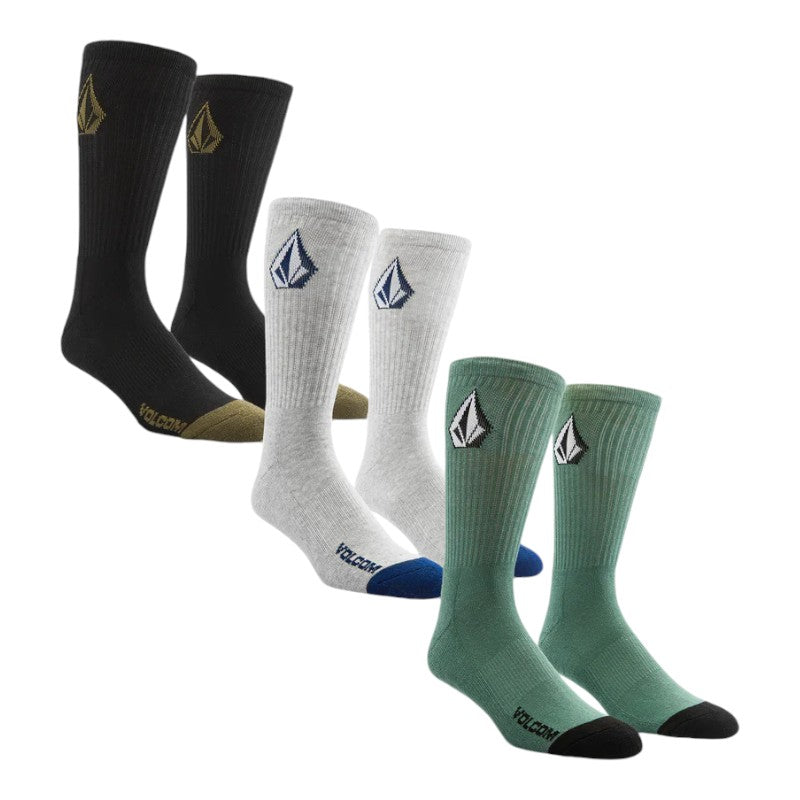 Volcom Full Stone Socks 3 Pack - Petrol