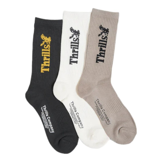 Thrills Workwear Sock - 3pack - Charcoal/White/Sand