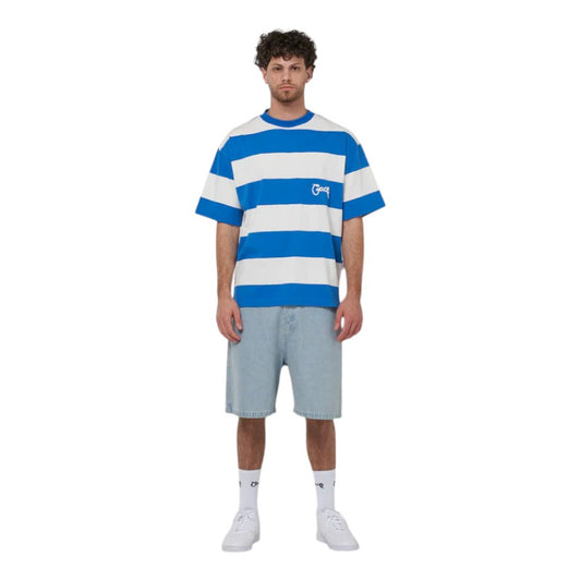 Crate Stripe Box Fit Tee - Blue/White