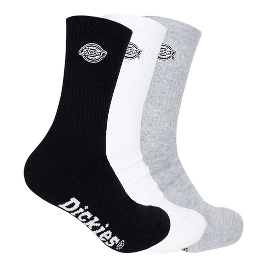 Dickies Rockwood Mono 3Pk Crew Socks - Blk/Wht/Gry