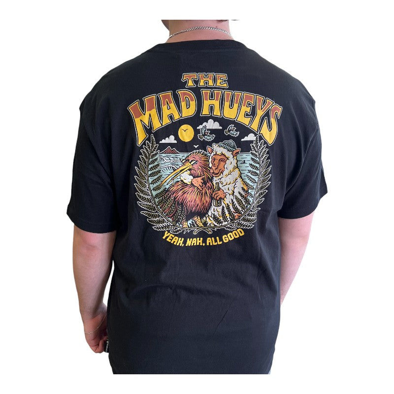 Mad Hueys Yeah Nah NZ Tee - Black