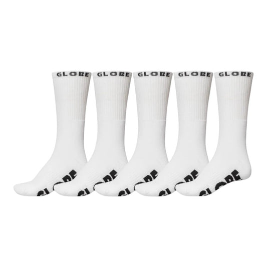 Globe Whiteout Socks 5Pack - White