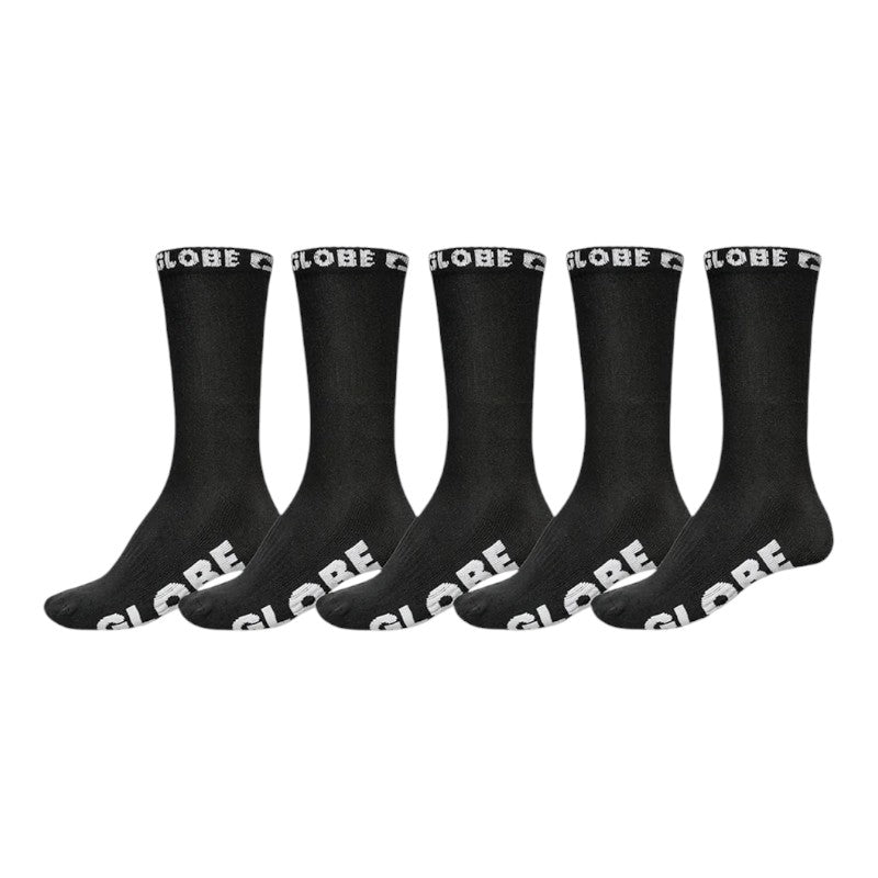 Globe Blackout Crew Sock 5Pack - Black/Black