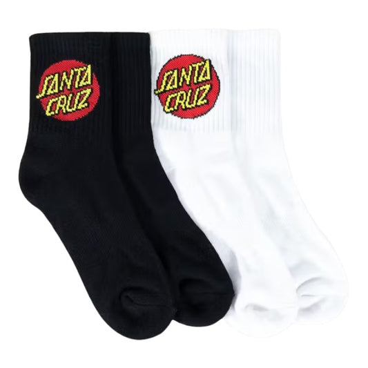 Santa Cruz Classic Dot Womens Mid Socks 4Pack - Black/White