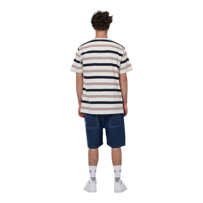 Crate Easy Stripe Tee - Cream/Navy/Red